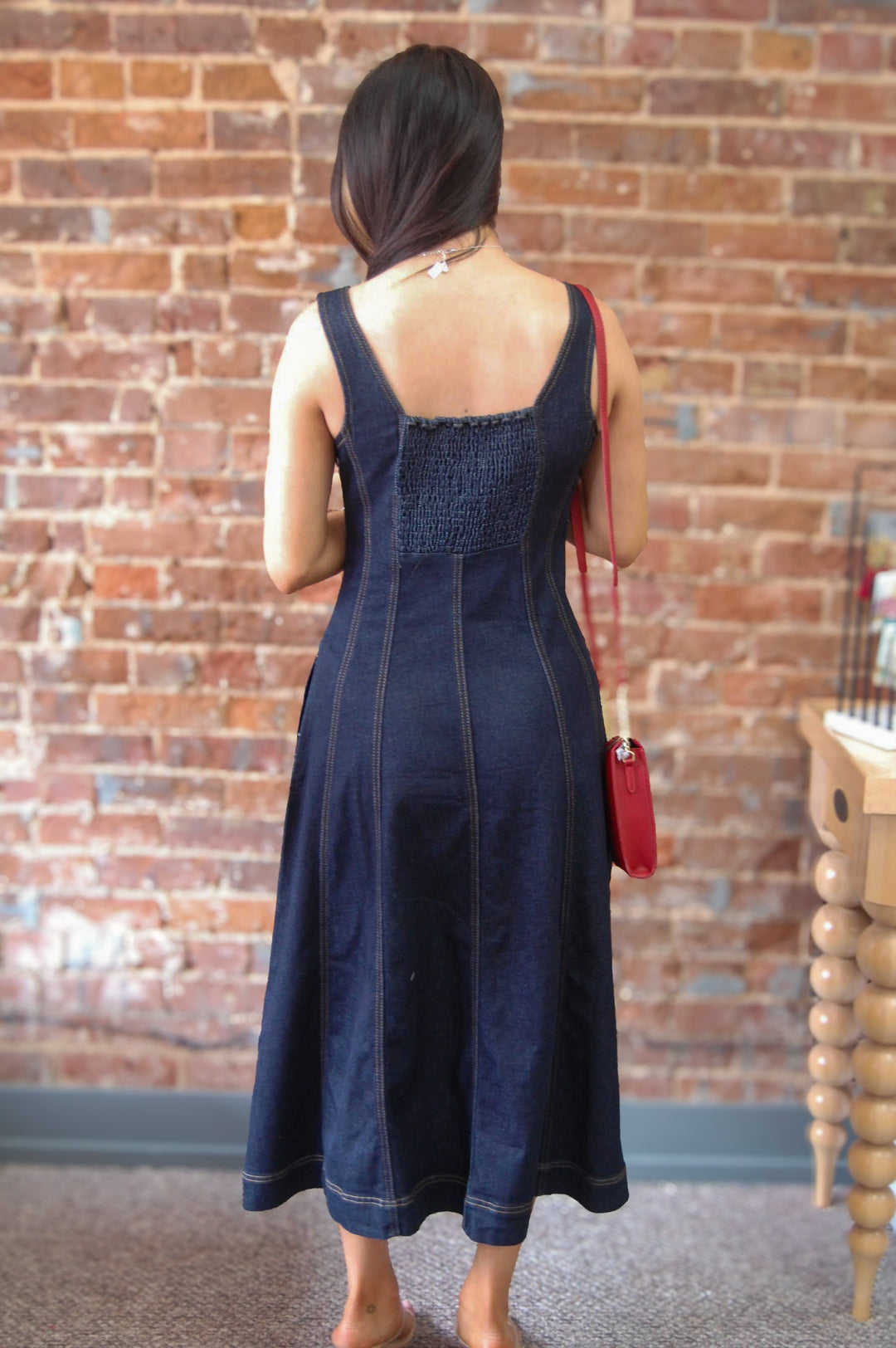 Liverpool Fit & Flare Denim Midi Dress Liverpool Fit & Flare Denim Midi Dress