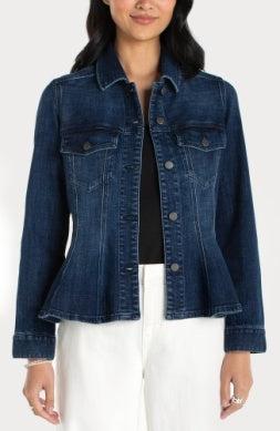Liverpool Fit and Flare Trucker Jacket-clothing,Coats & Jackets,Denim Jacket,jacket,Jackets,Jean Jacket,Liverpool,Outerwear,Peplum,Top,Tops,Women,women's-[option4]-[option5]-[option6]-Bella Bliss Boutique in Texas