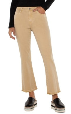 Liverpool Hannah Crop Flare w/Fray Hem-Bottoms,clothing,Crop,Crop Flare,Cropped,denim,Fray Hem,Fray Hem Detail,Frayed Hem,Hayseed Tan,Jeans,Sale,Women,women's-[option4]-[option5]-[option6]-Bella Bliss Boutique in Texas