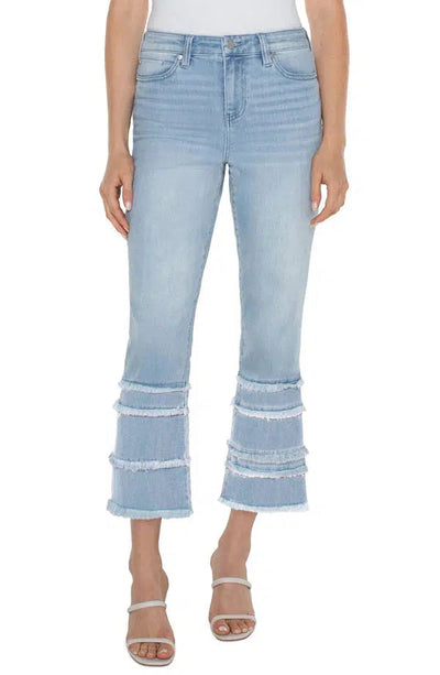 Liverpool Hannah Crop Flare w/Layered Hem-Bottoms,Clarkdale,clothing,Crop,Crop Flare,Cropped,denim,Fray Hem,Fray Hem Detail,Hannah,Jeans,Layered Fray Hem,Sale,women,women's-[option4]-[option5]-[option6]-Bella Bliss Boutique in Texas