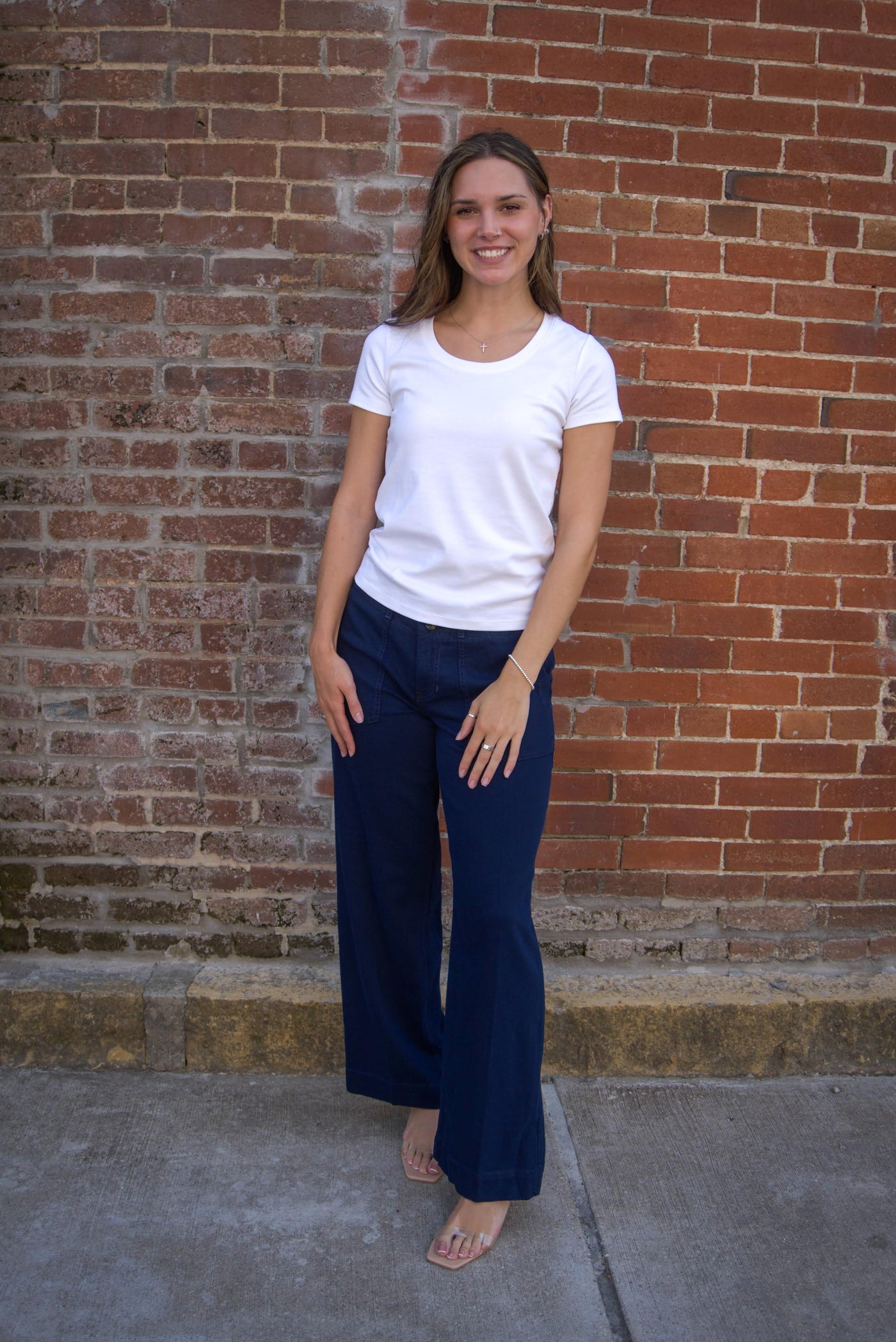 Liverpool Hannah Flare Utility Pants-Bottoms,clothing,Flare,Flared,Hannah,Navy Dusk,Patch Pockets,Utility,Utility Detail,Utility Jeans,Utility Pockets,Women,women's-[option4]-[option5]-[option6]-Bella Bliss Boutique in Texas