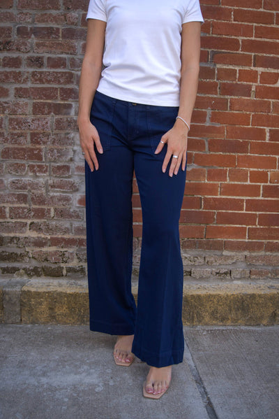 Liverpool Hannah Flare Utility Pants-Bottoms,clothing,Flare,Flared,Hannah,Navy Dusk,Patch Pockets,Utility,Utility Detail,Utility Jeans,Utility Pockets,Women,women's-[option4]-[option5]-[option6]-Bella Bliss Boutique in Texas