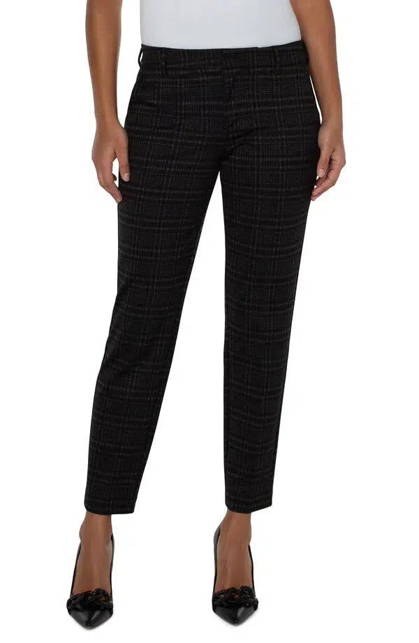 Liverpool Kelsey Knit Trousers-Black,Black/Tan,Bottoms,clothing,Kelsey,Knit Trousers,Lattice Plaid,Navy/Grey,Pants,plaid,Sale,Stone Tan,Tartan,Women,women's-Black/Tan Lattice Plaid-0/25-[option4]-[option5]-[option6]-Bella Bliss Boutique in Texas