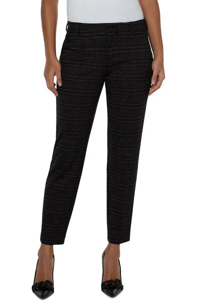 Liverpool Kelsey Knit Trousers-Black,Black/Tan,Bottoms,clothing,Kelsey,Knit Trousers,Lattice Plaid,Navy/Grey,Pants,plaid,Sale,Stone Tan,Tartan,Women,women's-Black/Tan Lattice Plaid-0/25-[option4]-[option5]-[option6]-Bella Bliss Boutique in Texas