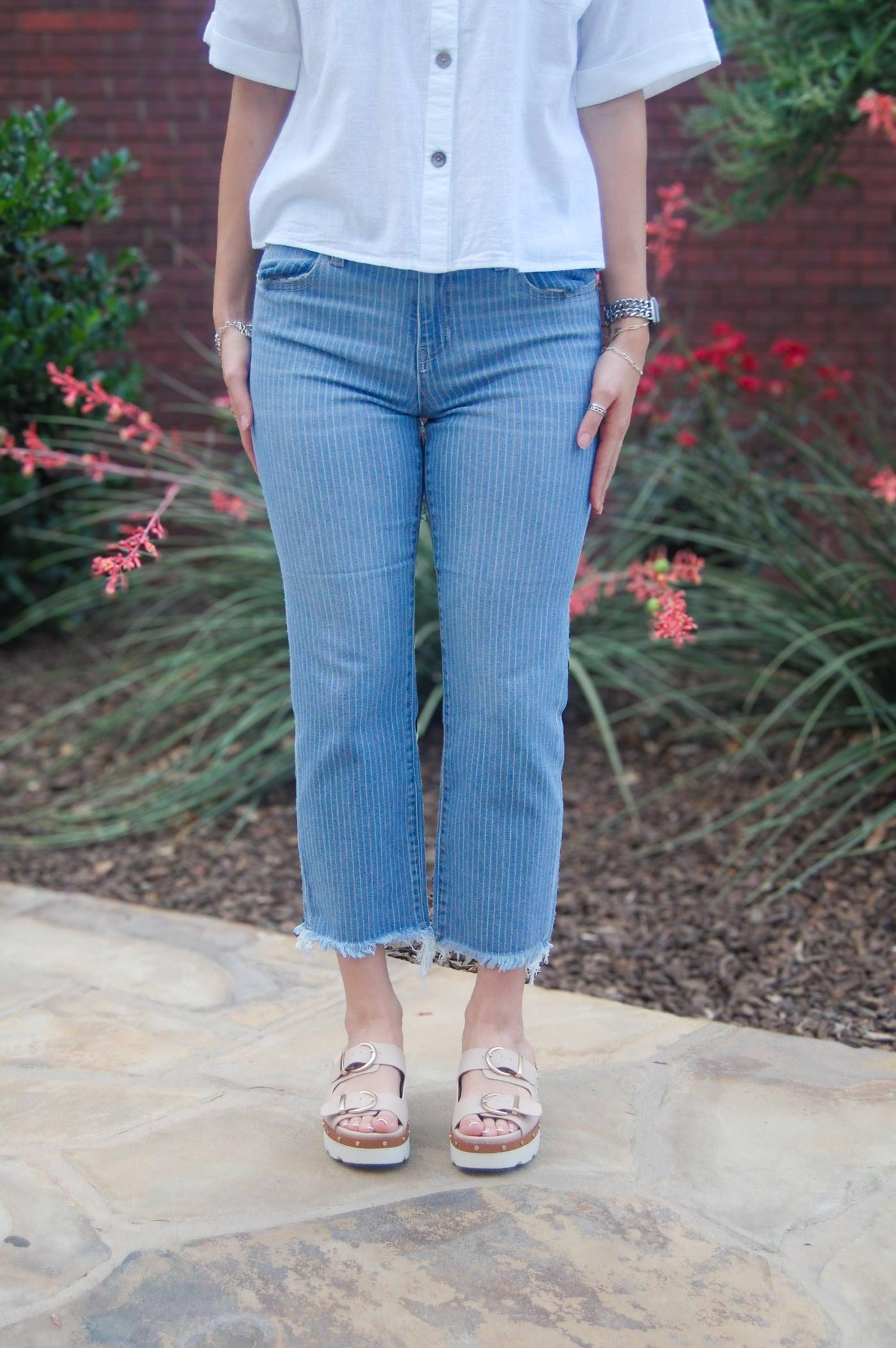 Liverpool Liv Relaxed Skinny w/Fray Hem-Bottoms,clothing,denim,Fray Hem,Fray Hem Detail,Frayed Hem,Jeans,Light Wash,Liv,Non-Skinny Skinny Jeans,Relaxed Fit,Relaxed Fit Skinny,Sunset Stripe,women's-[option4]-[option5]-[option6]-Bella Bliss Boutique in Texas