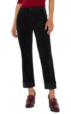 Liverpool Marley Cuffed Corduroy Pants-Bottoms,clothing,Corduroy,Cuffed,Girlfriend,Girlfriend Jeans,Marley,Onyx,Women,women's-[option4]-[option5]-[option6]-Bella Bliss Boutique in Texas