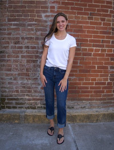 Liverpool Marley Girlfriend Cuffed Eco Jeans-Bottoms,clothing,Cuffed Jeans,denim,Girlfriend Jeans,Jeans,Marley,Rushland,Women,women's-[option4]-[option5]-[option6]-Bella Bliss Boutique in Texas