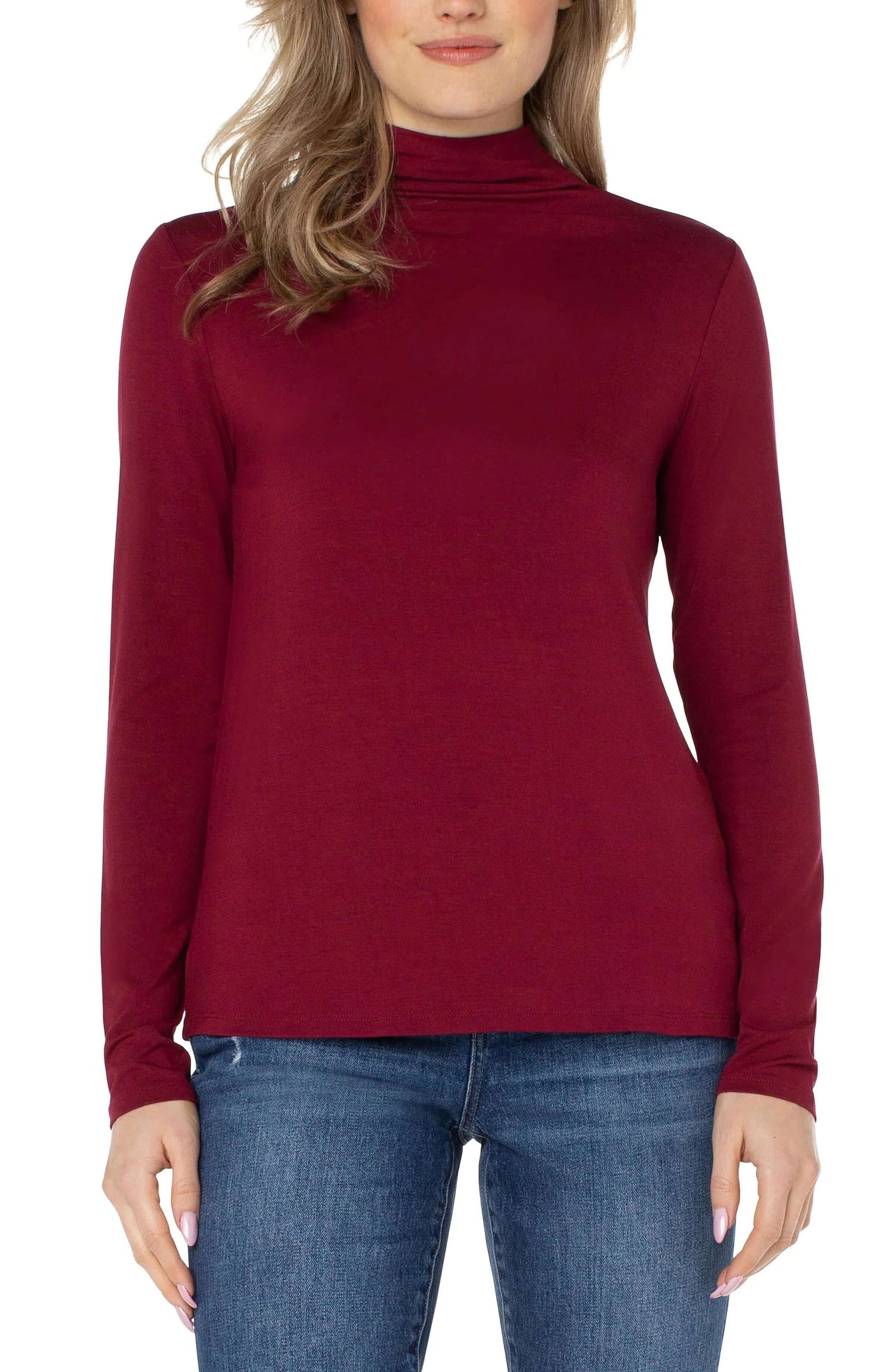 Liverpool Mock Neck Knit Top-Black,clothing,Knit Top,Mock Neck,Red Velvet,Terra Cotta,Top,Tops,Women,women's-[option4]-[option5]-[option6]-Bella Bliss Boutique in Texas