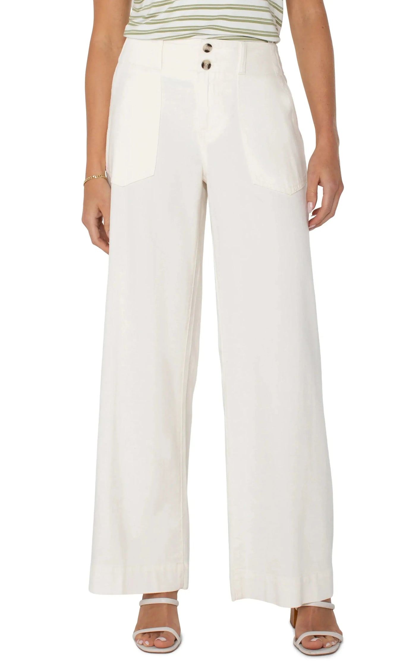 Liverpool Patch Pocket Wide Leg Pants-Bottoms,clothing,Flared Bottom,Patch Pockets,Utility,Whipped Cream,Wide Leg,Women,women's-[option4]-[option5]-[option6]-Bella Bliss Boutique in Texas