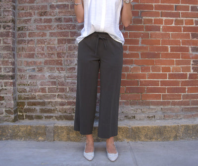 Liverpool Pull On Wide Leg Ankle Pants-Ankle,Ankle Jeans,Black Olive,Bottoms,clothing,Cropped,Pull-On,Wide Leg,Women,women's-XS-[option4]-[option5]-[option6]-Bella Bliss Boutique in Texas