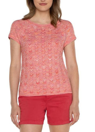 Liverpool Scoop Neck Raglan Top-clothing,raglan,Ribbed,Sale,Scoop Neck,Short Sleeve,Sugar Coral,Sweater,Sweaters,Top,Tops,Women,women's-[option4]-[option5]-[option6]-Bella Bliss Boutique in Texas