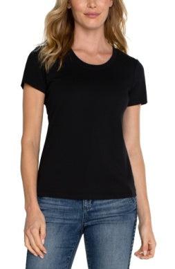 Liverpool Scoop Neck Short Sleeve Tee-Black,clothing,Scoop Neck,Short Sleeve,T-Shirt,Top,Tops,White,women's-[option4]-[option5]-[option6]-Bella Bliss Boutique in Texas