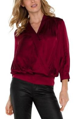 Liverpool Shawl Wrap Bracelet Sleeve Top-Bracelet Sleeve,clothing,Dark Pinot Noir,Shawl Wrap,Top,Tops,Women,women's-[option4]-[option5]-[option6]-Bella Bliss Boutique in Texas