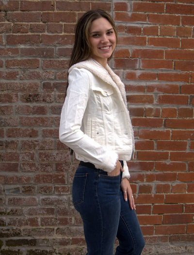 Liverpool Sherpa Collar Trucker Jacket-button down,Button Front,clothing,Coats & Jackets,Collared,Corduroy,Denim Jacket,jacket,Jackets,Liverpool,Outerwear,sherpa,Tops,Trucker Jacket,Women,women's-[option4]-[option5]-[option6]-Bella Bliss Boutique in Texas