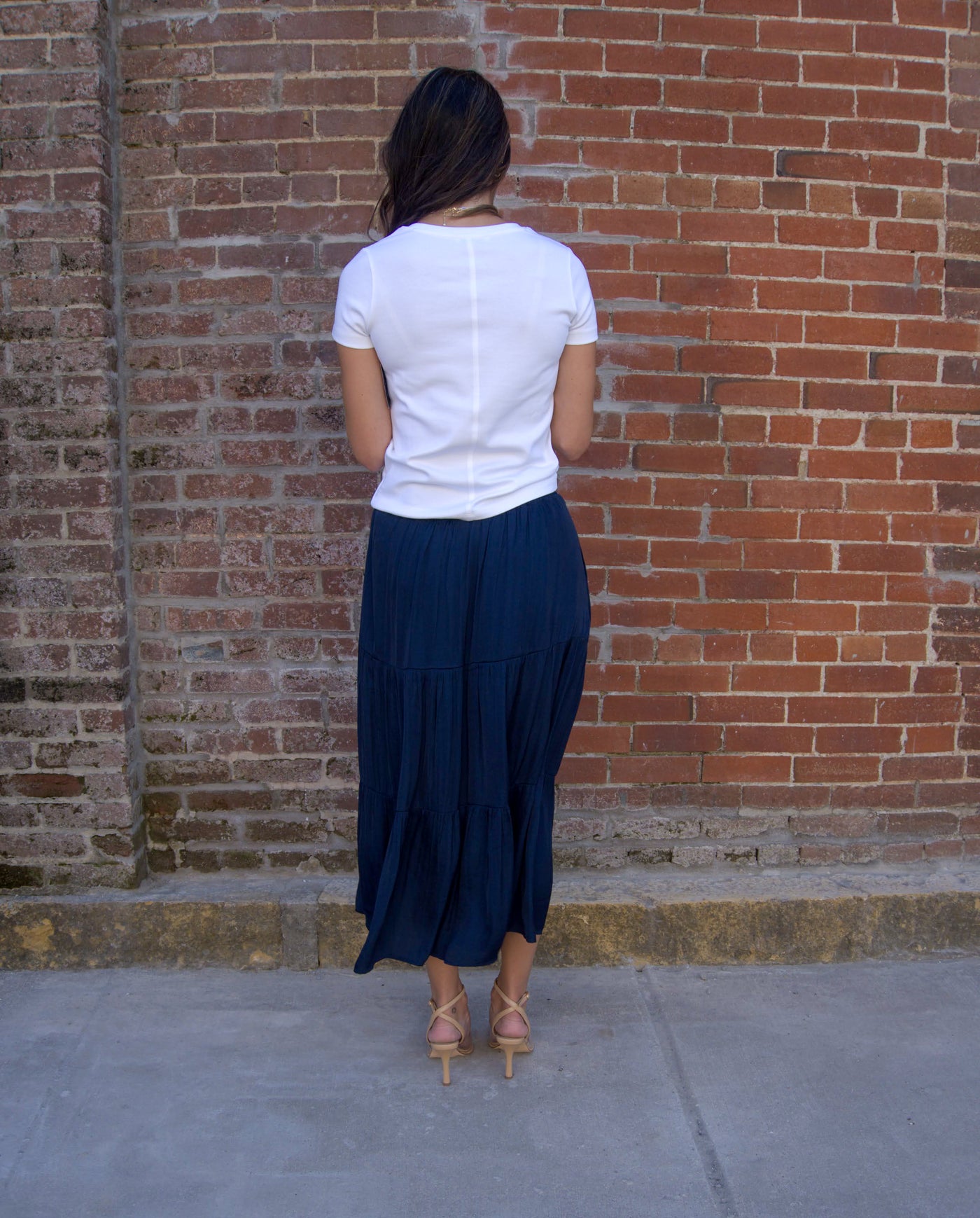 Liverpool Smocked Waist Tiered Maxi Skirt-Bottoms,clothing,Dark Navy,Maxi Skirt,Skirt,Skirts,smocked waist,Tiered,Women,women's,Woven-[option4]-[option5]-[option6]-Bella Bliss Boutique in Texas