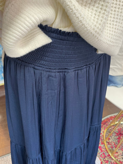 Liverpool Smocked Waist Tiered Maxi Skirt-Bottoms,clothing,Dark Navy,Maxi Skirt,Skirt,Skirts,smocked waist,Tiered,Women,women's,Woven-[option4]-[option5]-[option6]-Bella Bliss Boutique in Texas