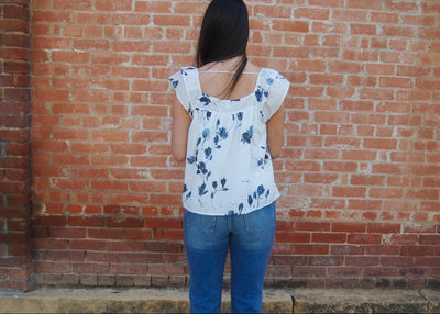Liverpool Square Neck Woven Top-clothing,Flutter Sleeve,Indigo Rose,Square Neck,Square Neckline,Top,Tops,Women,women's,Woven Top-[option4]-[option5]-[option6]-Bella Bliss Boutique in Texas