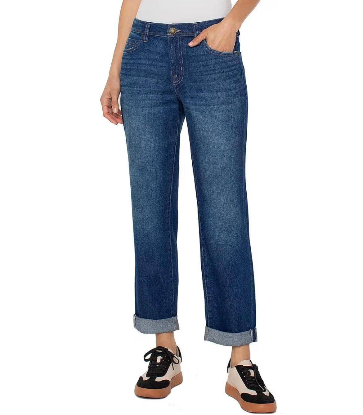 Liverpool The Keeper Rolled Cuff Jeans-Bottoms,Boyfriend,clothing,denim,Jeans,Pants,Pleasant Creek,Rolled Cuff,Women,women's-[option4]-[option5]-[option6]-Bella Bliss Boutique in Texas