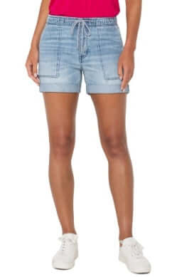 Liverpool The Rascal Cuff Hem Shorts-Bottoms,Boylston,clothing,Cuff,Cuffed,Cuffed Hem,Cuffed Shorts,Porkchop Pockets,Pull-On,Rascal,Tie Waist,Tie Waist Shorts,Women,women's-[option4]-[option5]-[option6]-Bella Bliss Boutique in Texas
