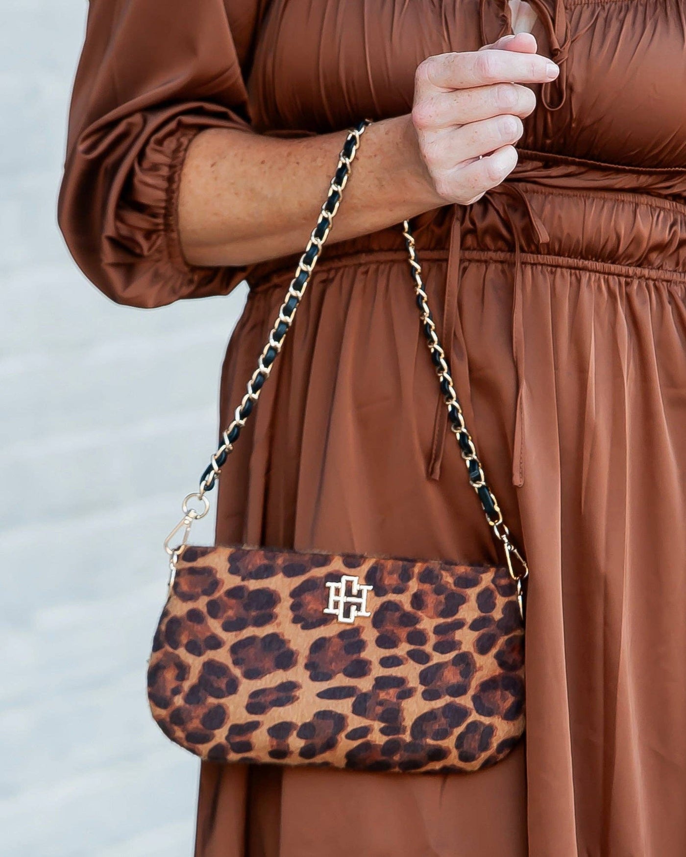 Livi Crossbody Spotted Saddle-Adjustable Straps,Animal Print,Caroline Hill,Clutch Purse,Detachable Straps,Gold Accents,Handbags,Purse,purses & bags,Purses & Wallets,women's-[option4]-[option5]-[option6]-Bella Bliss Boutique in Texas