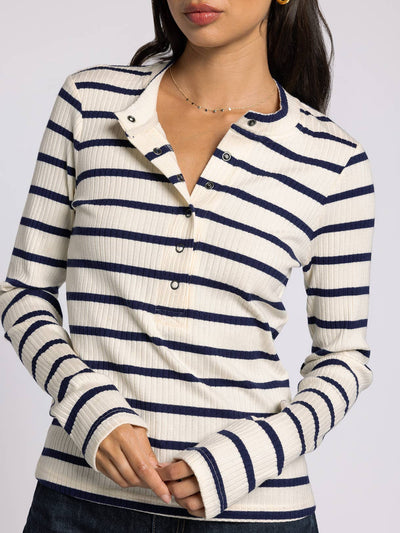 Long Sleeved Stripe Top-Button Front,clothing,Long Sleeve,Striped,Weekend Los Angeles,Women,women's-XS-[option4]-[option5]-[option6]-Bella Bliss Boutique in Texas