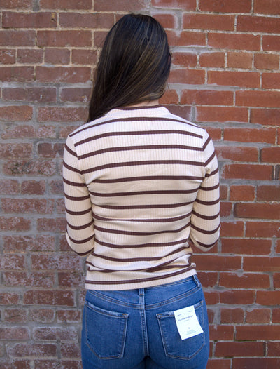 Long Sleeved Stripe Top-Button Front,clothing,Long Sleeve,Striped,Weekend Los Angeles,Women,women's-[option4]-[option5]-[option6]-Bella Bliss Boutique in Texas