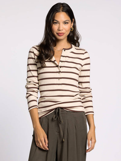 Long Sleeved Stripe Top-Button Front,clothing,Long Sleeve,Striped,Weekend Los Angeles,Women,women's-[option4]-[option5]-[option6]-Bella Bliss Boutique in Texas