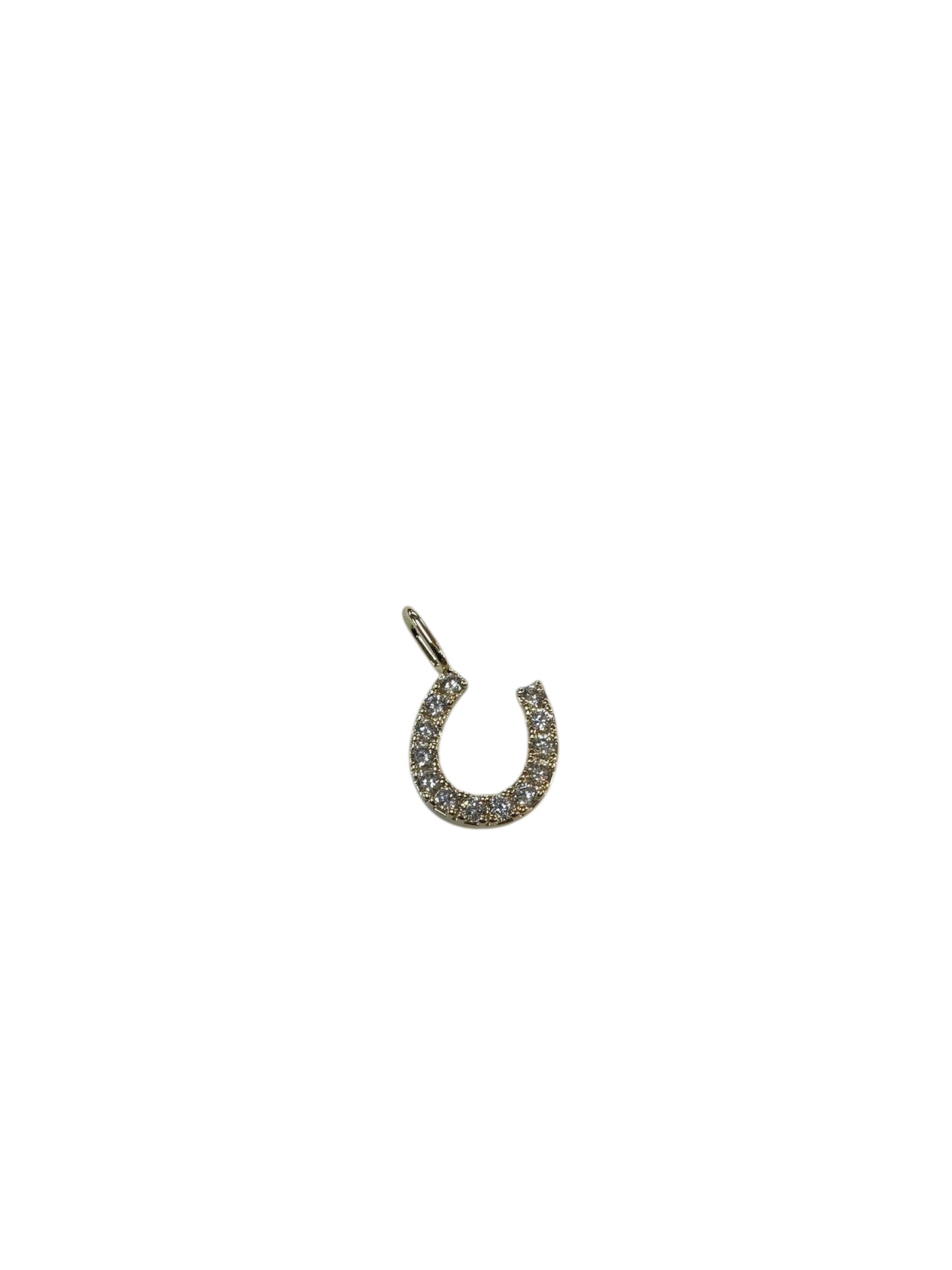 Lucky Horseshoe Charm-Charm,Charm Bar,Charms,Clear Crystal,Crystal,Crystals,Horseshoe,Jewelry,Lucky Horseshoe,Turquoise-Gold-Clear-[option4]-[option5]-[option6]-Bella Bliss Boutique in Texas