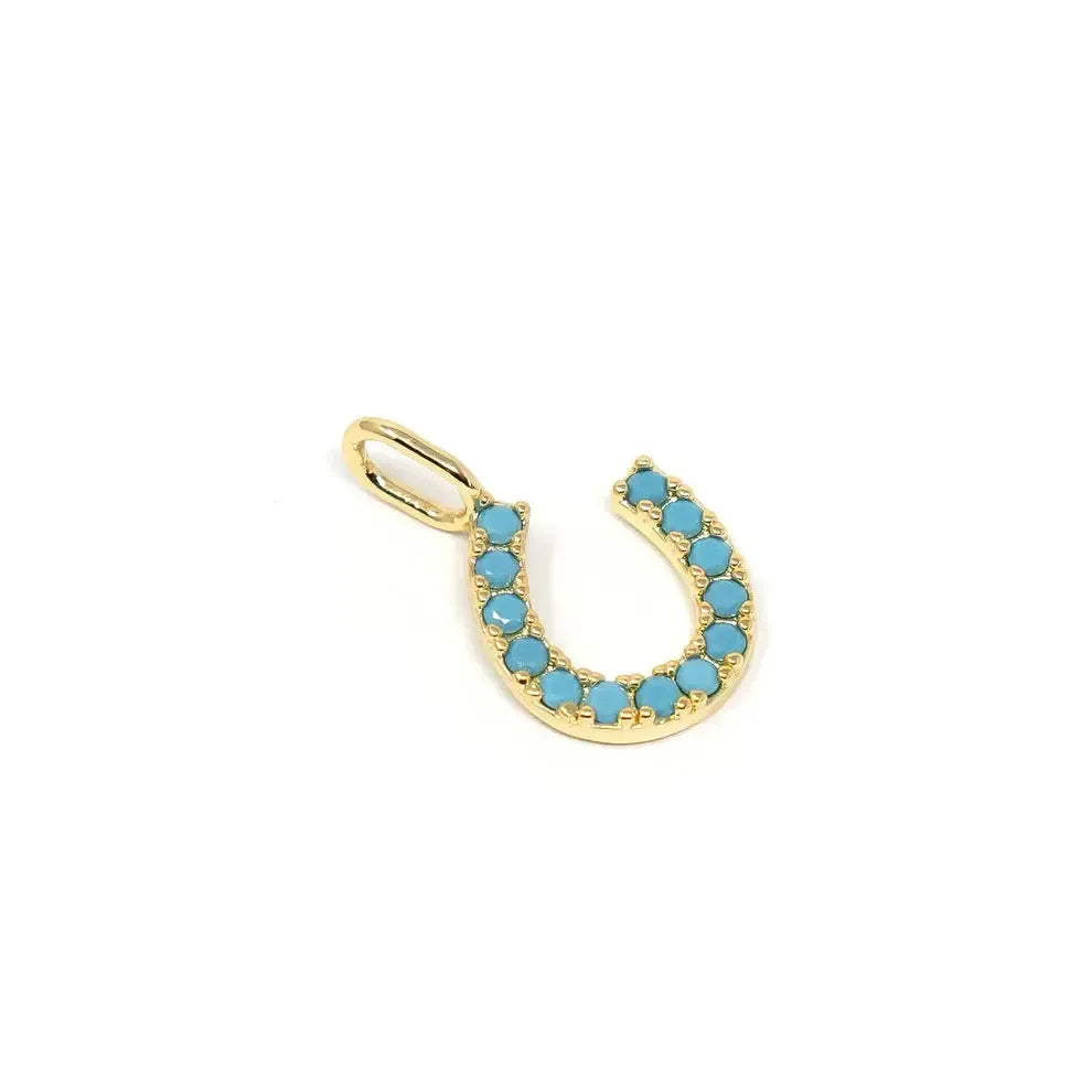 Lucky Horseshoe Charm-Charm,Charm Bar,Charms,Clear Crystal,Crystal,Crystals,Horseshoe,Jewelry,Lucky Horseshoe,Turquoise-[option4]-[option5]-[option6]-Bella Bliss Boutique in Texas