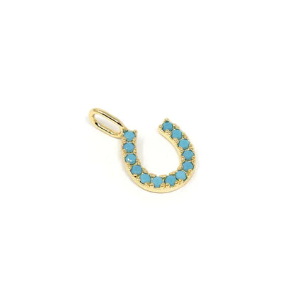 Lucky Horseshoe Charm-Charm,Charm Bar,Charms,Clear Crystal,Crystal,Crystals,Horseshoe,Jewelry,Lucky Horseshoe,Turquoise-[option4]-[option5]-[option6]-Bella Bliss Boutique in Texas