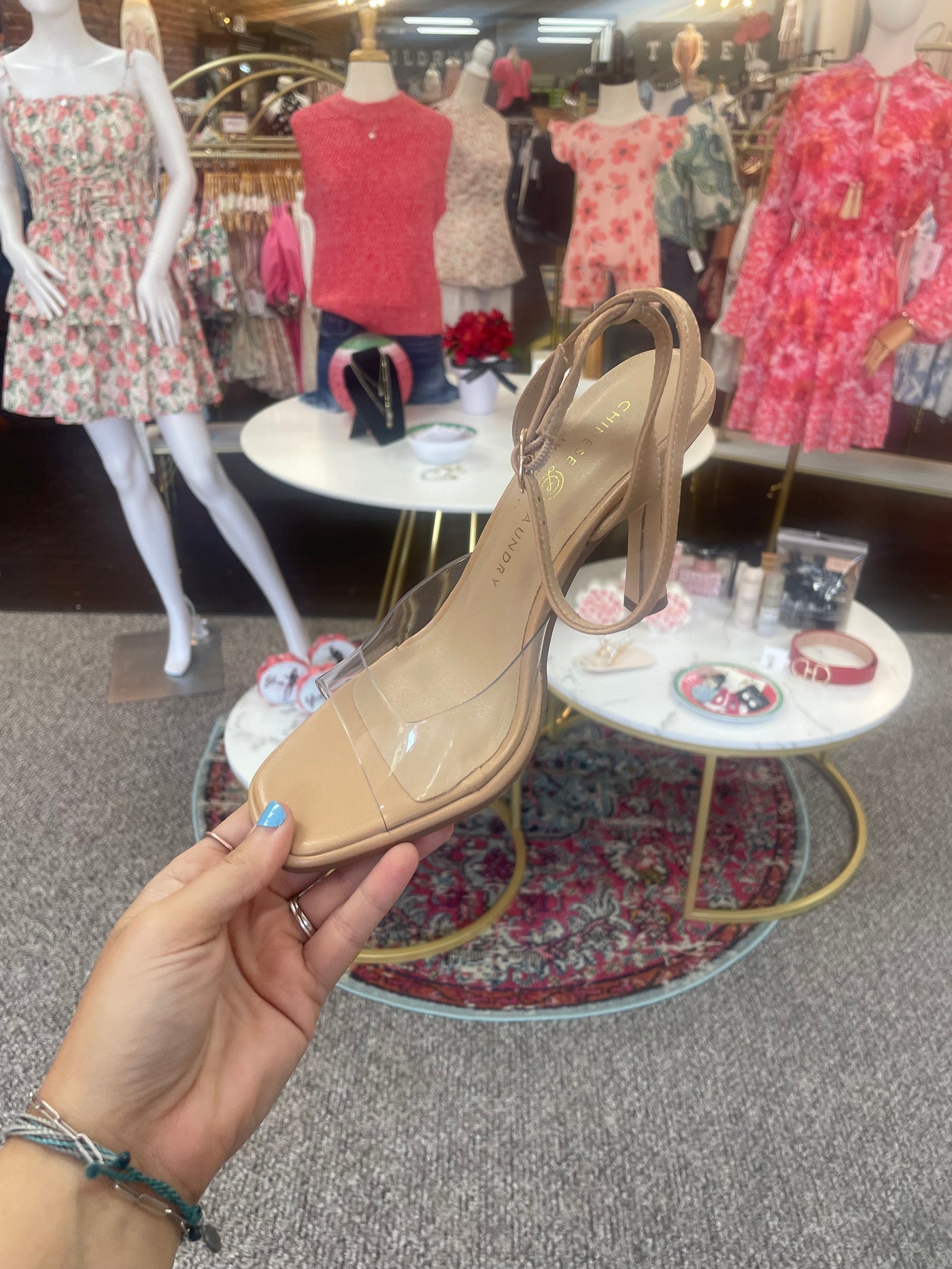 Lynwood Ankle Strap Heels-Ankle Strap,clear,Clear Vinyl,Heels,Lynwood,Shoes,Square Toe,Tapered Heel,Vinyl,women's-[option4]-[option5]-[option6]-Bella Bliss Boutique in Texas