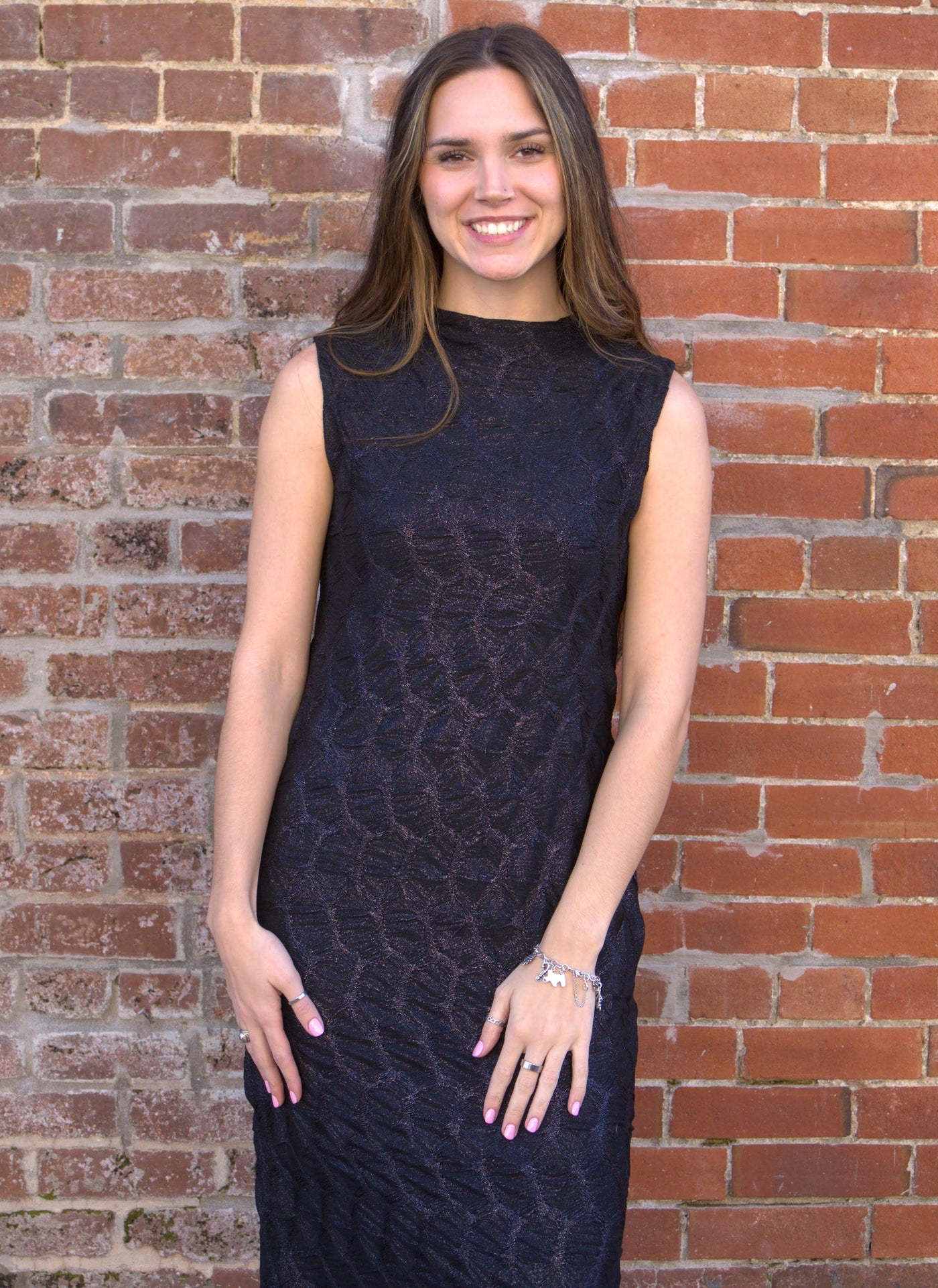 MOCK NECK SLEEVELESS MIDI DRESS-Black,clothing,dress,dresses,evening dress,Gilli,Midi Dress,Party Dress,Sheath Dress,shimmer,Shimmery Silver,Women,women's-[option4]-[option5]-[option6]-Bella Bliss Boutique in Texas