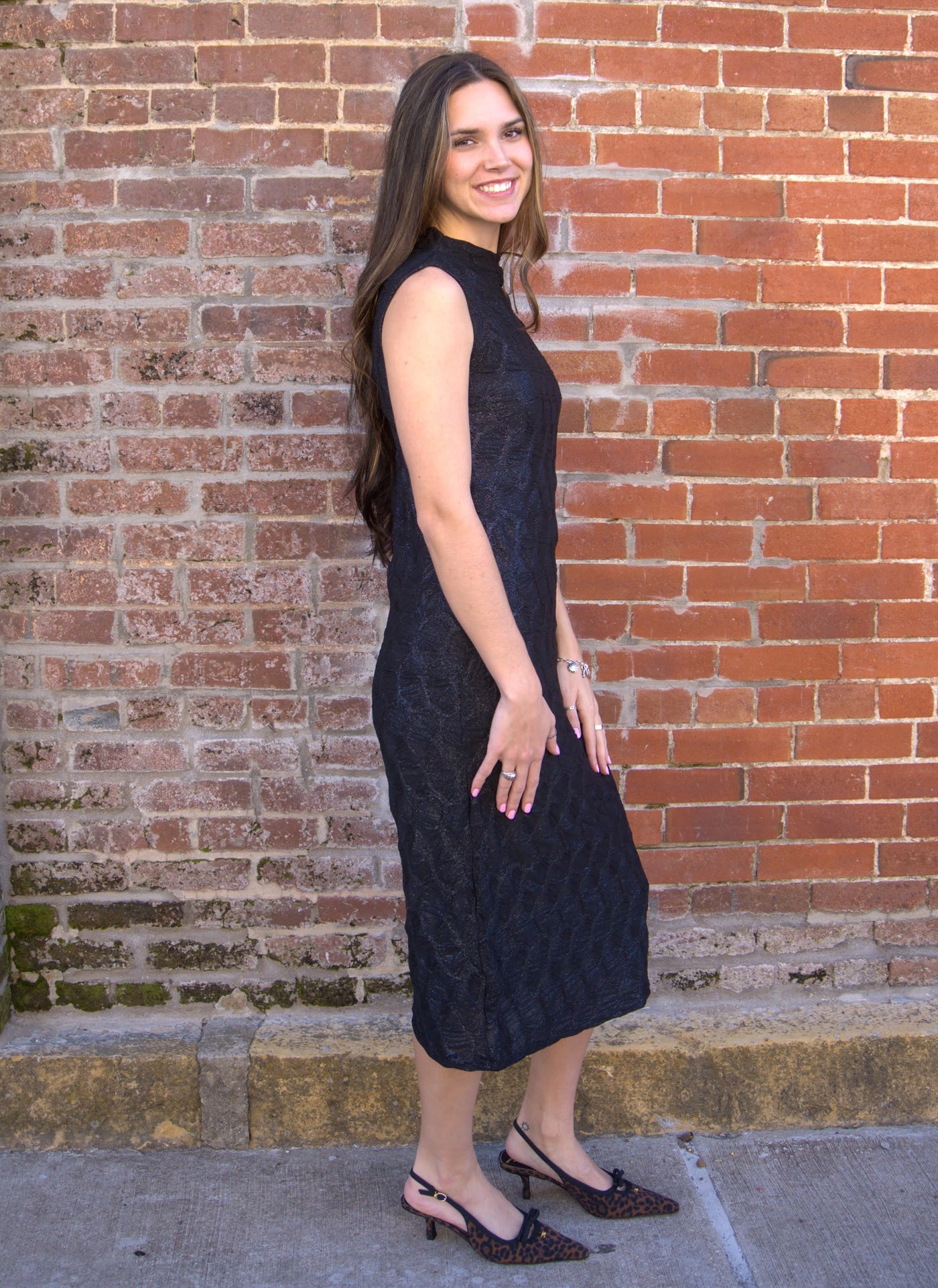 MOCK NECK SLEEVELESS MIDI DRESS-Black,clothing,dress,dresses,evening dress,Gilli,Midi Dress,Party Dress,Sheath Dress,shimmer,Shimmery Silver,Women,women's-[option4]-[option5]-[option6]-Bella Bliss Boutique in Texas