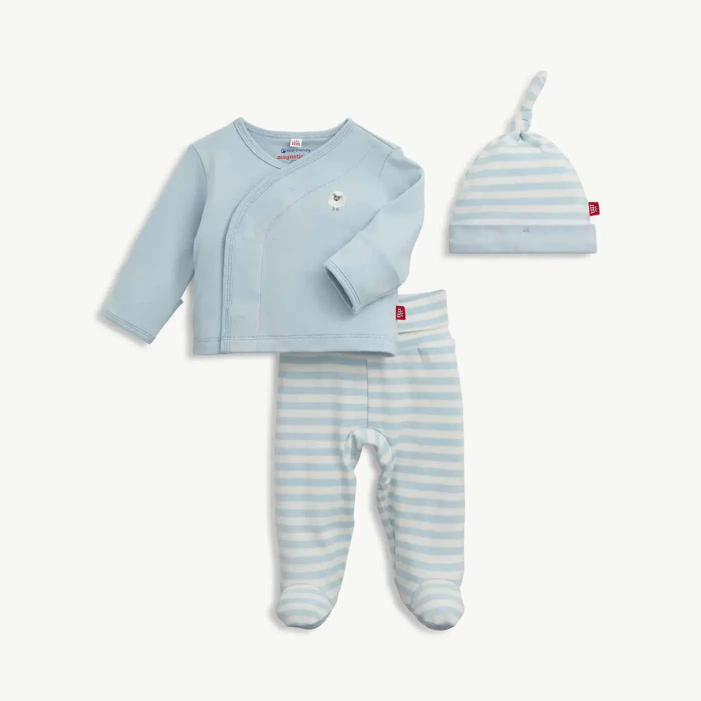 Magnetic Me Blue Stripe Kimono-Children & Tweens,children's,Childrens/Tween,Elastic,Infant to 6,Magnetic,Magnetic me,Matching Hat,mittens,Sleeper-[option4]-[option5]-[option6]-Bella Bliss Boutique in Texas