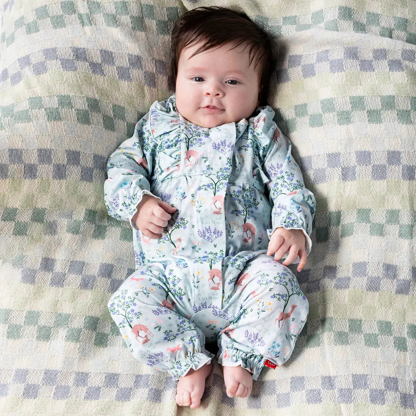 Magnetic Me Love You Deerly Romper-Children & Tweens,children's,Childrens/Tween,Elastic Cuffs,Infant to 6,Jumpsuits & Rompers,Magnetic,Magnetic me,Rompers,Ruffle Detail,Ruffle Trim-[option4]-[option5]-[option6]-Bella Bliss Boutique in Texas