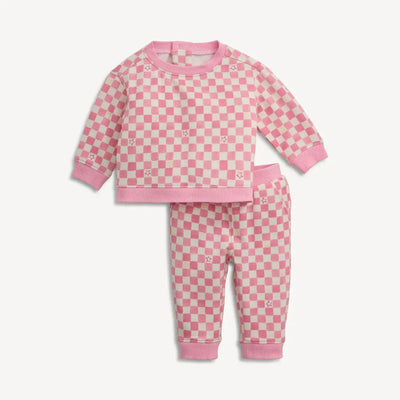 Magnetic Me Pink Checkered Sweatsuit-checkered,Children & Tweens,children's,Childrens/Tween,Infant to 6,Magnetic,Magnetic me,Pink Checkered,Sweatshirt,sweatsuit-12/18m-[option4]-[option5]-[option6]-Bella Bliss Boutique in Texas