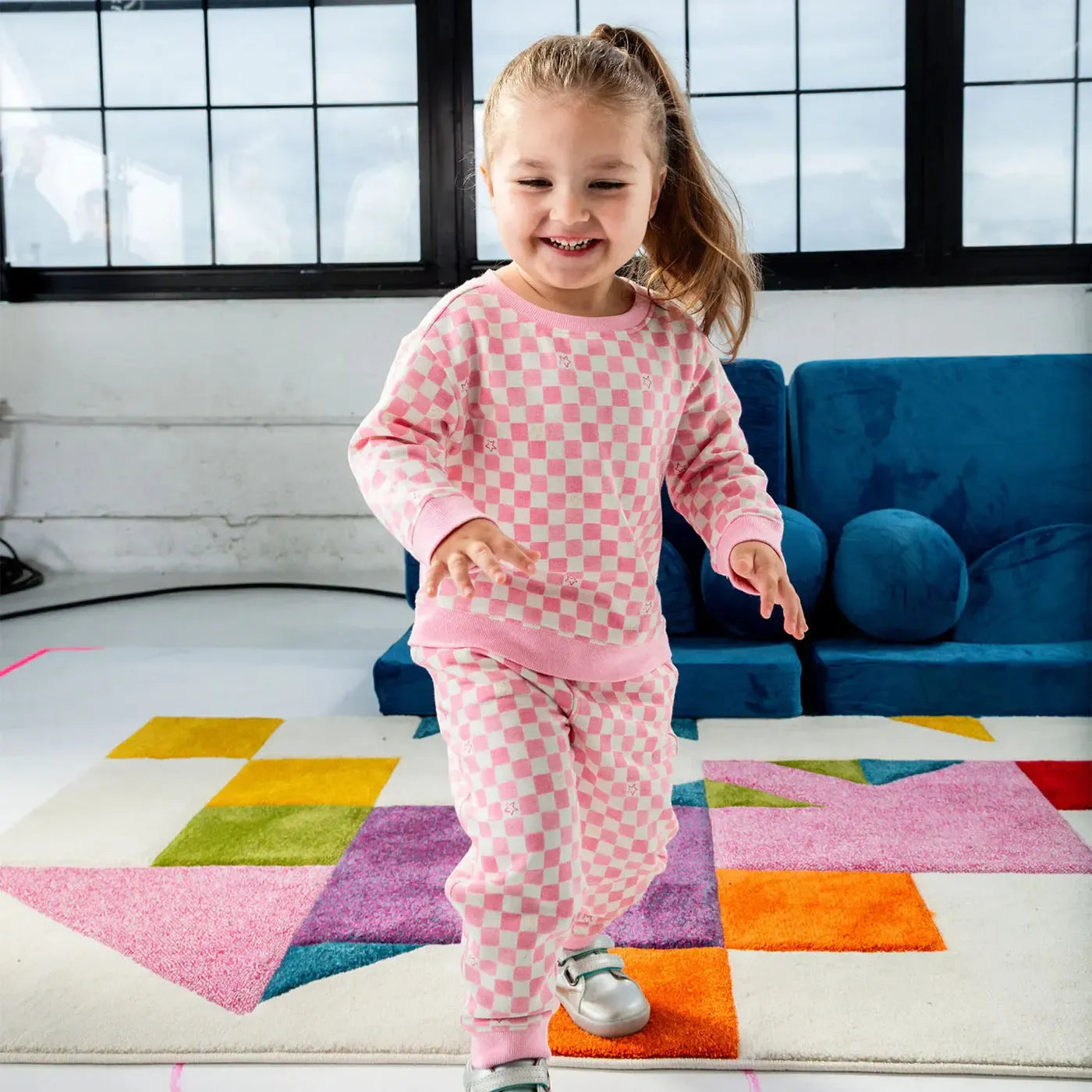 Magnetic Me Pink Checkered Sweatsuit-checkered,Children & Tweens,children's,Childrens/Tween,Infant to 6,Magnetic,Magnetic me,Pink Checkered,Sweatshirt,sweatsuit-[option4]-[option5]-[option6]-Bella Bliss Boutique in Texas