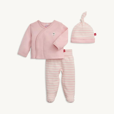 Magnetic Me Pink Stripe Kimono-Children & Tweens,children's,Childrens/Tween,Elastic,Infant to 6,Magnetic,Magnetic me,mittens,Sleeper,Striped,Swaddle + Headband-[option4]-[option5]-[option6]-Bella Bliss Boutique in Texas