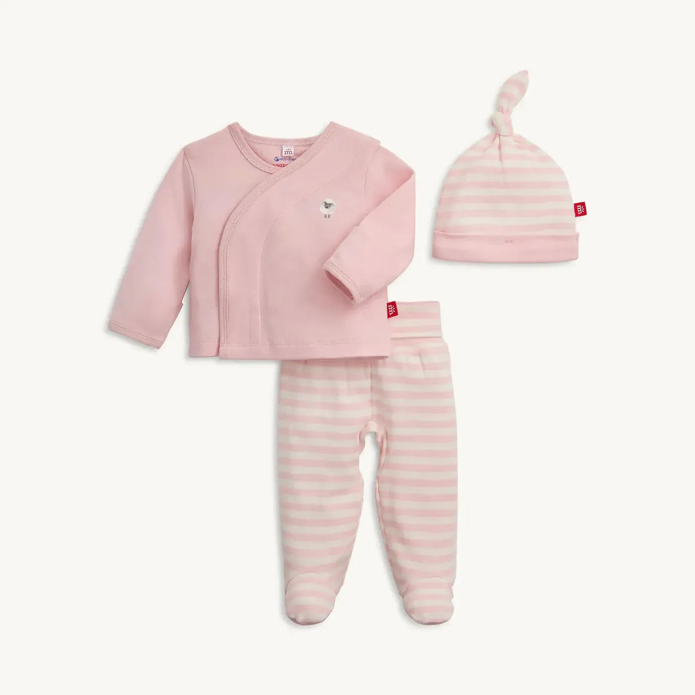 Magnetic Me Pink Stripe Kimono-Children & Tweens,children's,Childrens/Tween,Elastic,Infant to 6,Magnetic,Magnetic me,mittens,Sleeper,Striped,Swaddle + Headband-[option4]-[option5]-[option6]-Bella Bliss Boutique in Texas