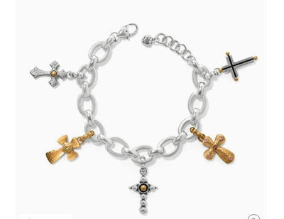 Majestic Cross Charm Bracelet-Bracelet, Bracelets, Brighton, Chain Bracelet, Charm Bracelet, Cross, Jewelry, Majestic, Two Tone-[option4]-[option5]-[option6]-Bella Bliss Boutique in Texas