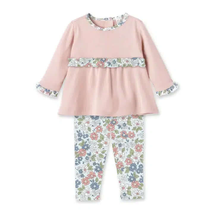 Meadow Fields Bamboo Set-Bamboo,Bottoms,Children & Tweens,children's,clothing,Empire Waist,Floral Print,Infant to 6,Legging sets,Leggings,Meadow Fields,Outfit,Top,Tops-[option4]-[option5]-[option6]-Bella Bliss Boutique in Texas