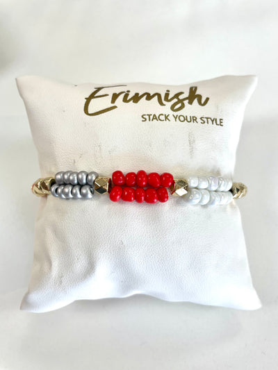 Metallic Gold Accent Bracelet-Beaded Bracelet,Bracelets,Erimish,gold,Jewelry,Red,Silver,Stackable,Stretch Bracelet,Women-[option4]-[option5]-[option6]-Bella Bliss Boutique in Texas