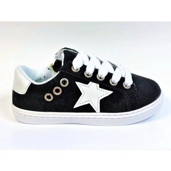 Mia Star Lace Sneaker-Black & White,Children & Tweens,children's,Infant to 6,Sale,Shoes,Sneakers,Star,Tween 7-14,Tweens 7-14-[option4]-[option5]-[option6]-Bella Bliss Boutique in Texas