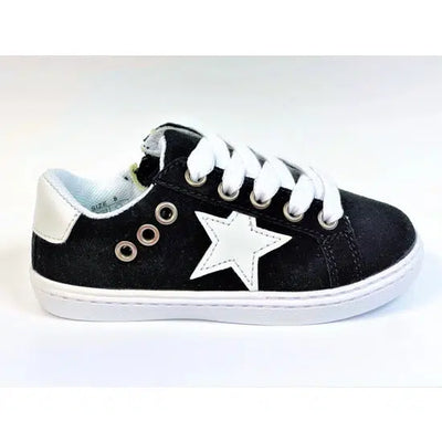 Mia Star Lace Sneaker-Black & White,Children & Tweens,children's,Infant to 6,Sale,Shoes,Sneakers,Star,Tween 7-14,Tweens 7-14-[option4]-[option5]-[option6]-Bella Bliss Boutique in Texas