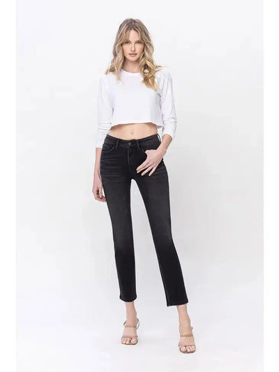 Mid Rise Ankle Slim Straight Jeans-Ankle, Black, Bottoms, Carlene, clothing, denim, Jeans, Pants, Slim Straight, Women, women's-0/24-[option4]-[option5]-[option6]-Bella Bliss Boutique in Texas