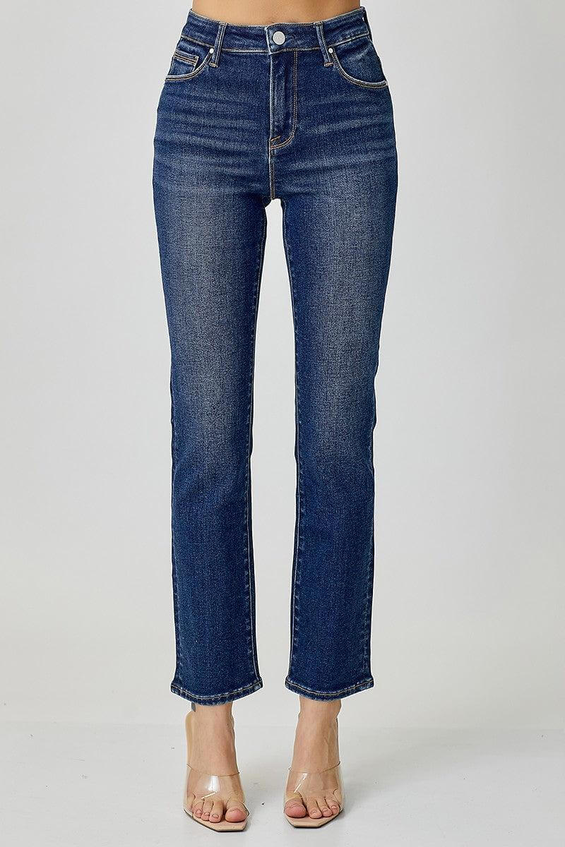Mid Rise Ankle Straight Slim Jeans-Bottoms,clothing,Dark Wash,denim,Jeans,Mid Rise,Slim Jeans,Straight Jeans,Women,women's-[option4]-[option5]-[option6]-Bella Bliss Boutique in Texas