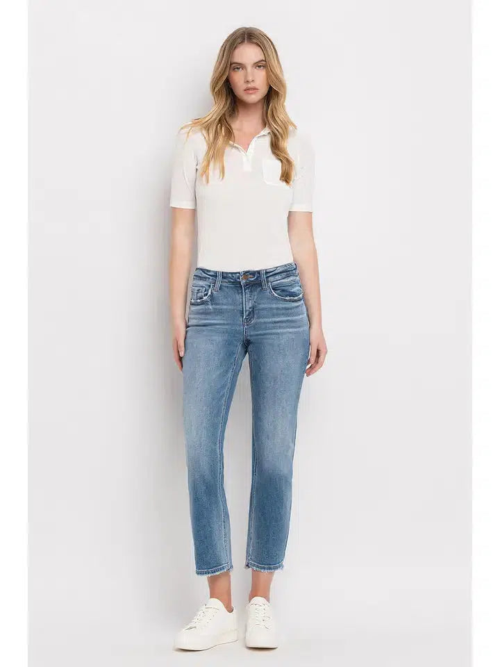 Mid Rise Crop Straight Jeans-Bottoms,clothing,Crop,denim,Jeans,Mid Rise,Pants,Stately,Straight Jeans,Women,women's-[option4]-[option5]-[option6]-Bella Bliss Boutique in Texas