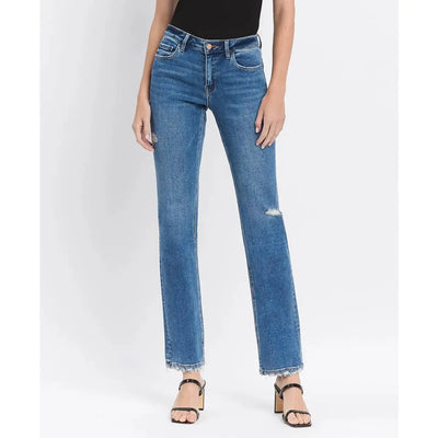Mid-Rise Straight Jeans-Bottoms,clothing,denim,Dumbfounding,Jeans,Mid-Rise,Slightly Distressed,Straight Jeans,Straight Leg,Women,women's-[option4]-[option5]-[option6]-Bella Bliss Boutique in Texas