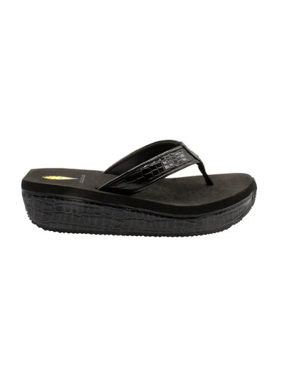 Mini Croco Sandal-Black, Faux Crocodile, Flip Flop, Mini Croco, Sandal, Sandals, Shoes, Thong, Wedge, Women, women's-6-[option4]-[option5]-[option6]-Bella Bliss Boutique in Texas
