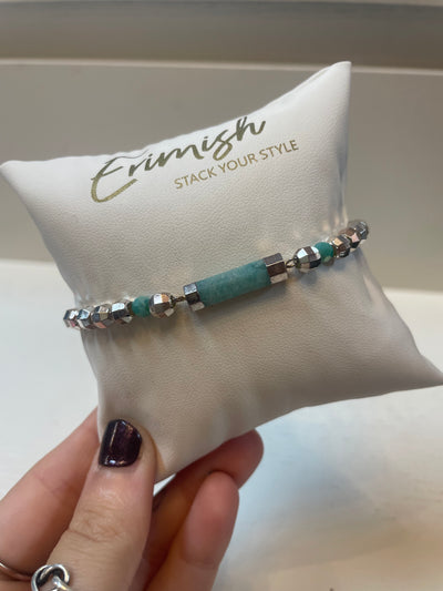 Mint Gemstone Strand-Bracelet,Bracelets,Erimish,Jewelry,Mint,One Size,Silver,Stackable,Stretch,Women,women's-[option4]-[option5]-[option6]-Bella Bliss Boutique in Texas